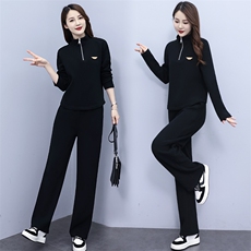 2024春季新款女装运动套装时尚半拉链设计舒适修身显瘦两件套，女装运动套装，凯瑟曼