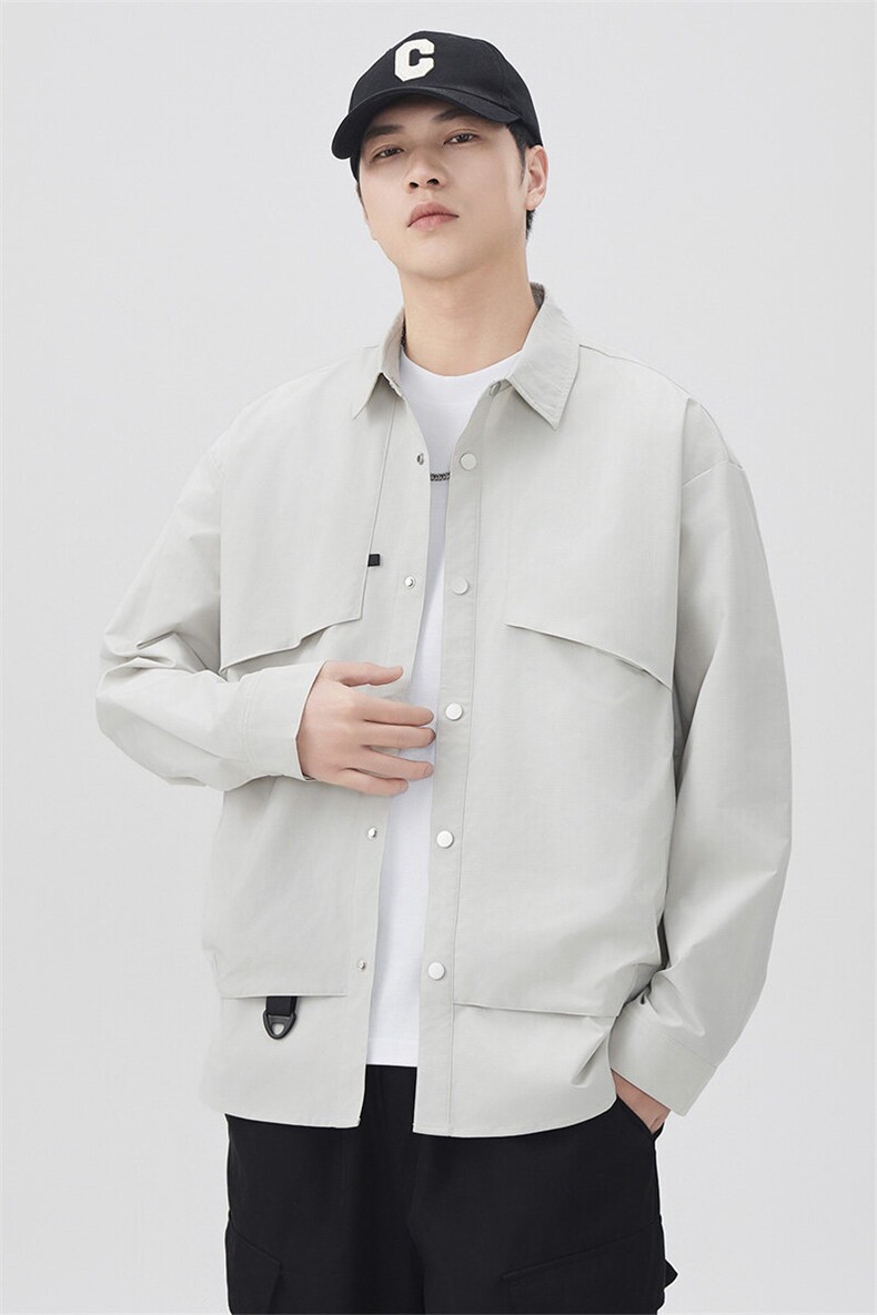 秋季纯色长袖工装衬衣男宽松落肩质感衬衫外套DSA157B-CS4501-P50,男装衬衫,电商A157B