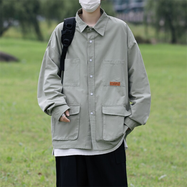 春装纯棉衬衫工装长袖衬衣男C30745,男装衬衫,电商C323