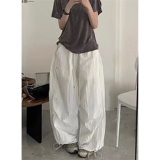 降落伞工装裤廓形松紧抽绳宽松皱褶口袋美式休闲长裤夏K190，男装工装外套，星座1116A（原606A-3）