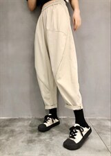 裤子，松紧腰 聚酯纤维，抗皱耐磨，其它，with E Q