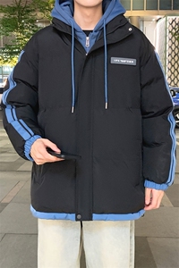 棉服男冬季新款港风宽松假两件连帽棉衣MF8587-特P78图片