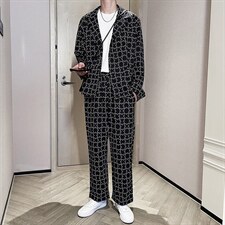 阔版宽松休闲西装套装个性花西服两件套TZ04/P100特，男装西服套装，电商A243