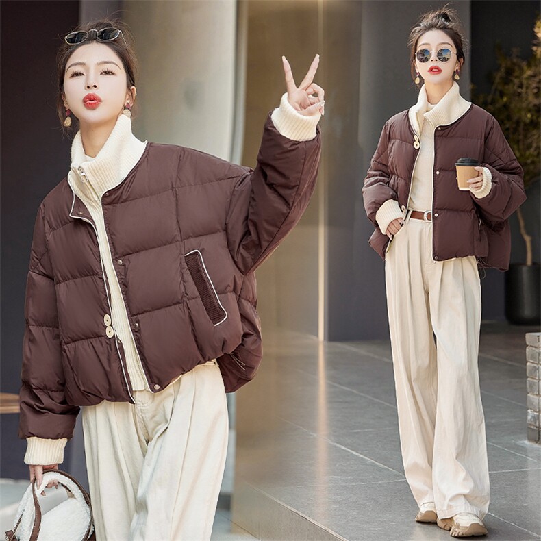 时尚保暖女款白鸭绒短款羽绒服冬季新款宽松显瘦外套，女装羽绒服，浪花E族（衣布洛）