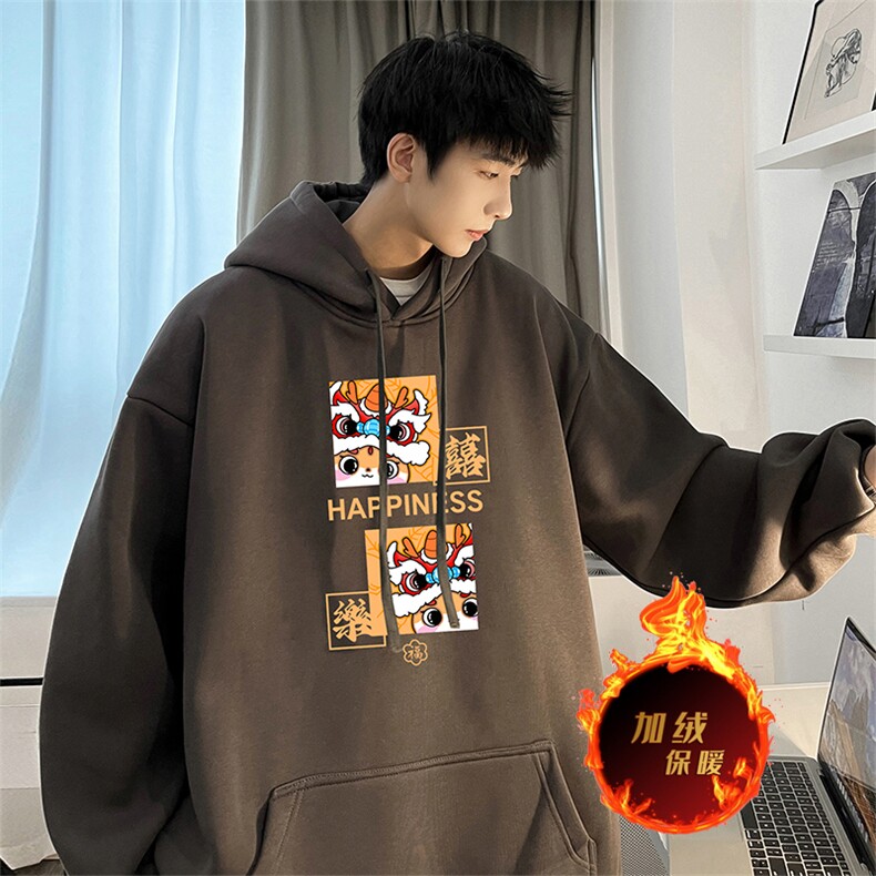 龙年卫衣冬季美式加绒加厚卫衣外套DL1729常规特P35加绒特40,男装卫衣,电商A486
