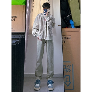 B221 美式ins高街暗黑小众情侣毛巾绣直筒牛仔裤 LK23021-P65控88图片