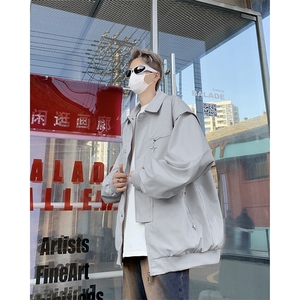F169-P58 美式高街翻领工装上衣外套男春季新款潮牌ins飞行员夹克图片