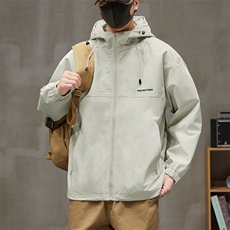 冲锋衣连帽夹克男宽松落肩纯色上衣外套DSA157B-JK727-P58，男装夹克，电商A157B