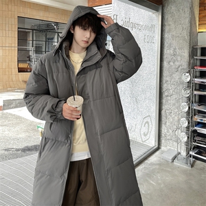 情侣羽绒服男冬季新款港风宽松连帽长款保暖外套YR921-P190图片