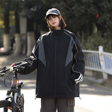 美式拼接运动夹克外套男2024春秋新款潮牌复古机能宽松冲锋衣，男装夹克，电商A409-1