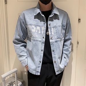 2025新款春季牛仔外套水洗潮牌印花夹克上衣服 A313-1-811-P115图片