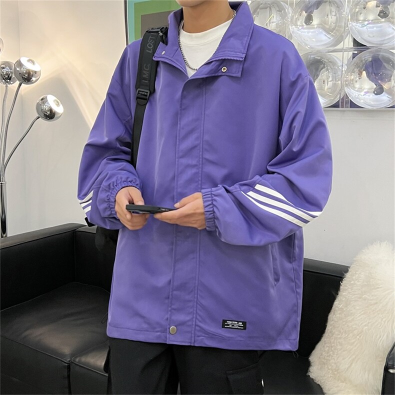 电商DSA028-KBJK12P60100聚酯新款港风条纹工装夹克男控88,男装夹克,电商A028