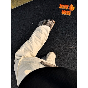 葫芦纹翻边拼接格子大码保暖舒适夹棉棉裤男K24155J加棉特P33控65图片