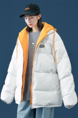 港风假两件情侣装棉衣男PU皮棉服面包服棉袄3303-P80控118，男装棉衣，星座207