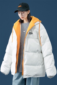 港风假两件情侣装棉衣男PU皮棉服面包服棉袄 3303-P80 控118图片