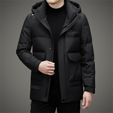 2023冬季新款男士连帽羽绒服加厚保暖上衣中年爸爸冬装休闲外套，男装羽绒服，电商B212（原钱塘6029）