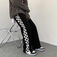 美式hiphop裤子高街ins潮牌侧边棋盘格裤子男A28P32，男装休闲裤，星座1116-2