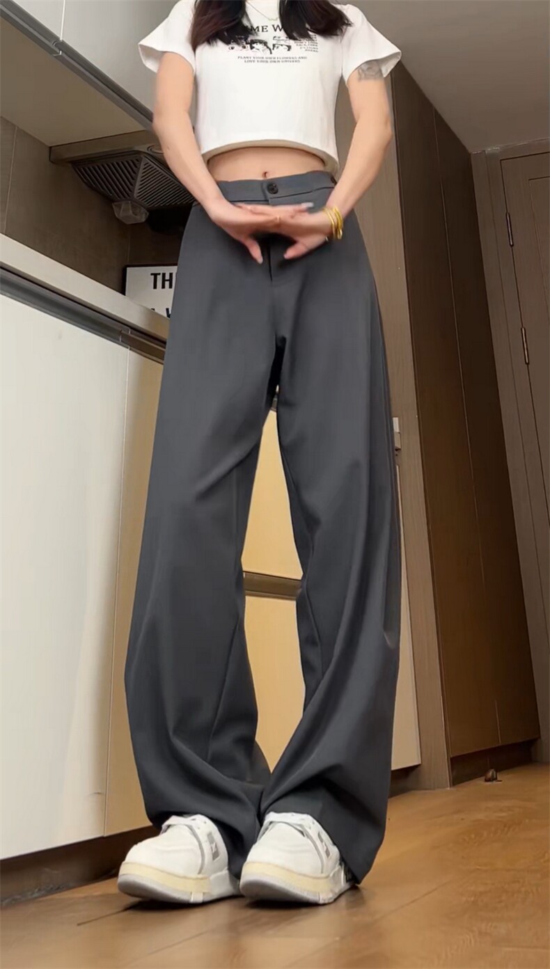 垂感阔腿西装裤cleanfit高级感直筒休闲长裤504-K868-P40控68,男装休闲裤,星座504