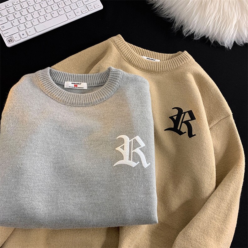 男士圆领印花字母发泡针织毛衣A367M211P50控78，男装针织衫/毛衣，电商A367