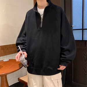 8XL-M 特大码卫衣男纯色百搭条纹肌理立领拉链长袖T恤男WY08P55图片