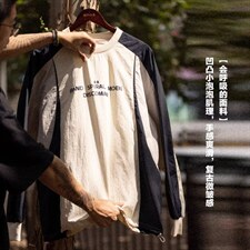 日系复古长袖卫衣男春季情侣宽松圆领套头衫学院风百搭休闲上衣男，男装卫衣，星座506A