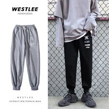 港风休闲裤男韩版印花宽松潮流束脚裤百搭运动卫裤NK03-P50，男装休闲裤，星座1501