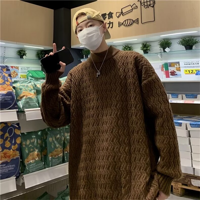 美式圆领毛衣男慵懒风休闲针织衫 X022 P46图片