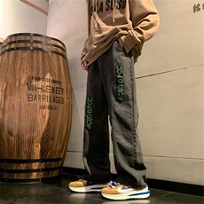 牛仔裤美式hiphop裤子ins高街潮直筒长裤N0589-P50，男装牛仔裤，星座308B-1