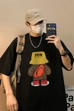 240g重磅精梳短袖港风简约插画印花百搭休闲T恤MT100-P30控48，男装T恤，星座717
