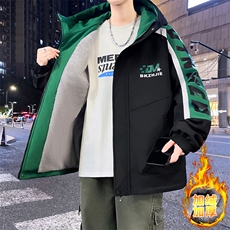 加绒加厚连帽夹克男秋冬时尚潮流加厚棉衣男外套L8658-P87，男装夹克，星座310B-3