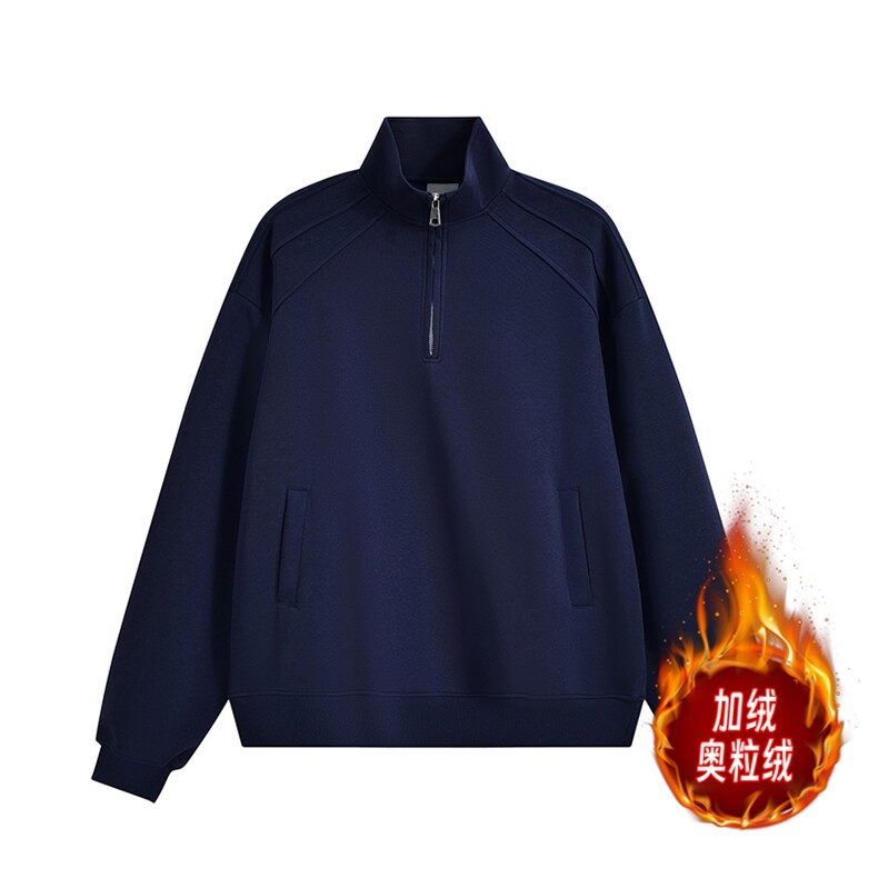 重磅500克拼接圆领卫衣加绒奥粒绒拉链POLO衫外套男 RH5316JR-P59图片