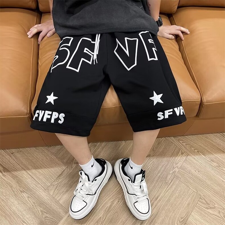 23夏季日系港风潮流短裤男炸街宽松运动直筒五分裤DK16-P32图片