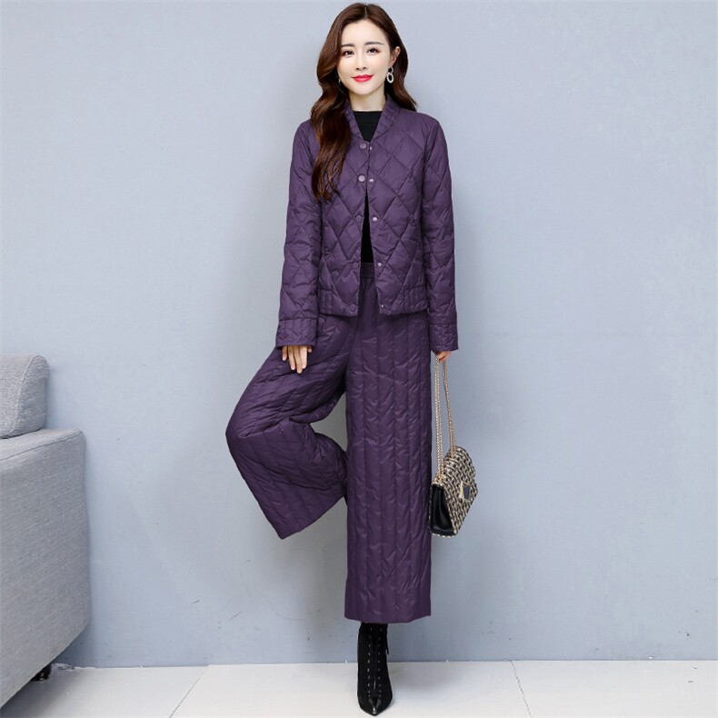 2021秋冬休闲棉衣套装阔腿裤两件套,女装棉衣/棉服,悠米