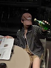 2022新款欧货洋气立领拼织带外套，其它，L·H·X