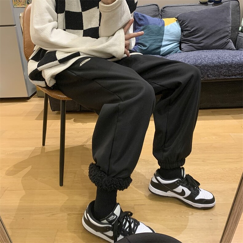 冬季羊羔毛防风束脚贴标休闲裤XZ604-KP47-P55控68,男装休闲裤,星座604