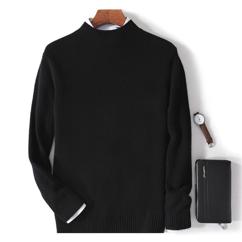 秋冬季新款舒适时尚百搭男士加厚半高领衫男装，男装羊毛衫，绒韵雅