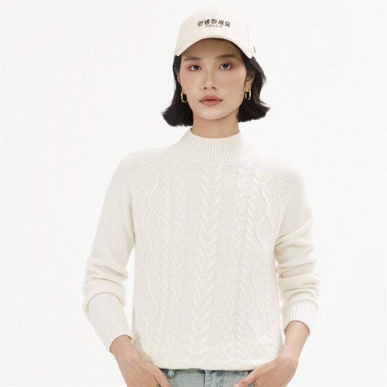 2024秋冬新款山羊绒衫女半高领加厚套头毛衣宽松针织打底衫，女装羊绒衫，巾兮羊绒