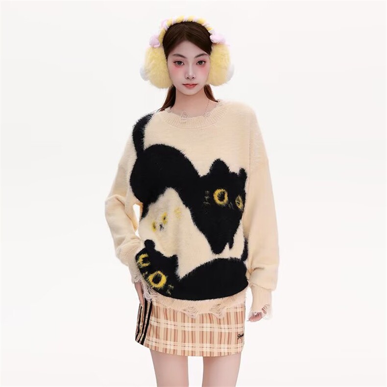 文艺日系气质新款百搭慵懒潮流长袖毛衣原宿ins简约时尚流行，男装针织衫/毛衣，星座1210-1