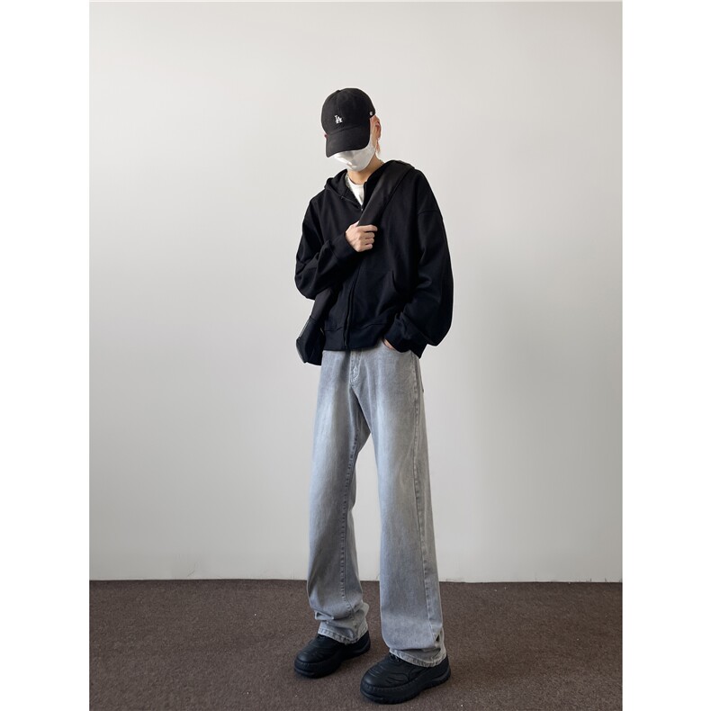 美式高街vibe重工艺水洗水泥灰hiphop弹力牛仔裤货号K2410P55,男装牛仔裤,电商A063