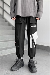 ！春季潮流百搭男士休闲裤学生宽松港风束脚工装长裤Z2003P45图片