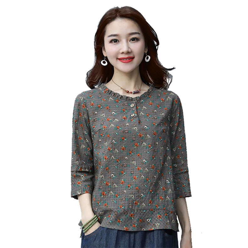 休闲棉麻女夏装2025年新款大码洋气减龄年轻妈妈装时尚,女装T恤,叶笙衣