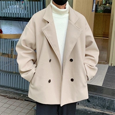 特批70无差价设计感双排扣毛呢西装领夹克男大码呢料大衣外套J554，男装毛呢大衣，电商A001-1