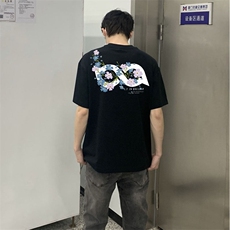 万针全刺绣解构设计260克重磅双纱纯棉高品质美式高街短袖T恤特39，男装T恤，电商A486-1