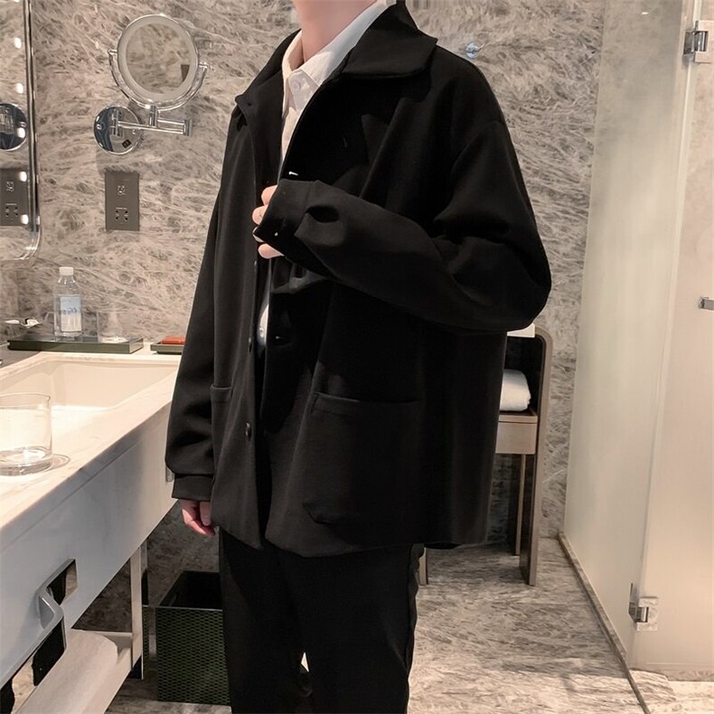 现货2025秋季宽松外套男休闲毛呢夹克上衣JK05P100（有套装P160）图片