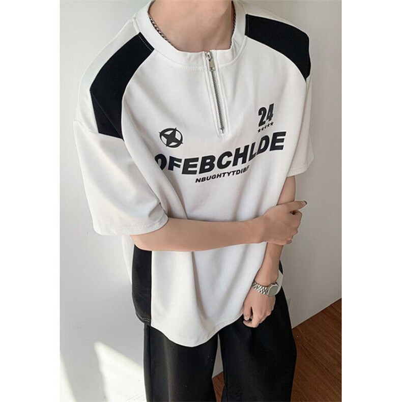 美式拼接撞色短袖插肩青春重磅纯棉少年感情侣休闲T恤男T76,男装T恤,星座1116A（原606A-3）