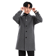 时尚男士翻领羊毛中长款双面呢大衣经典驼色显瘦保暖外套男装，男装毛呢大衣，牧绒家园