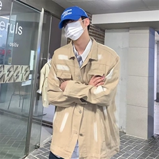 春秋复古涂鸦牛仔外套男女宽松bf慵懒风喷漆扎染夹克上衣ins潮牌，男装工装外套，星座1210-1