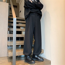 K8018/P50春装新现货港风抽绳束脚西裤男垂感休闲裤宽松大码裤子，男装休闲裤，电商A141