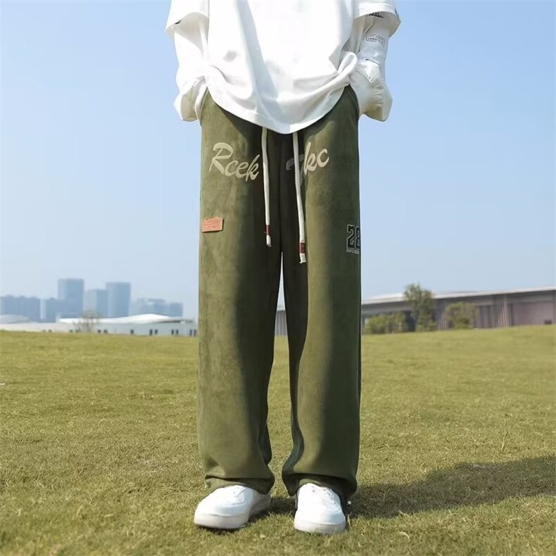 美式高街hiphop绿色休闲裤男新款宽松束脚运动卫裤ins潮K4245-P35,男装休闲裤,星座412-3