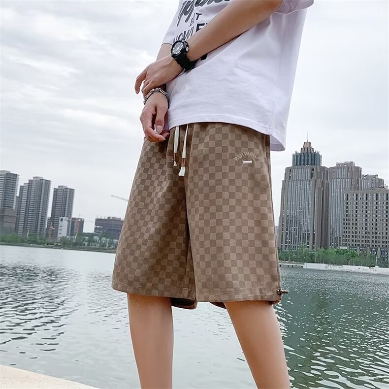 休闲沙滩裤子夏季日系运动短裤男纯棉五分裤男宽松中裤K6077-P23,男装休闲裤,星座512-2